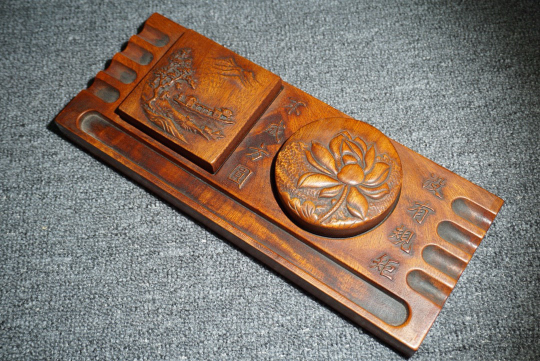 Four Treasures of Chinese Antique Pear Wood Study