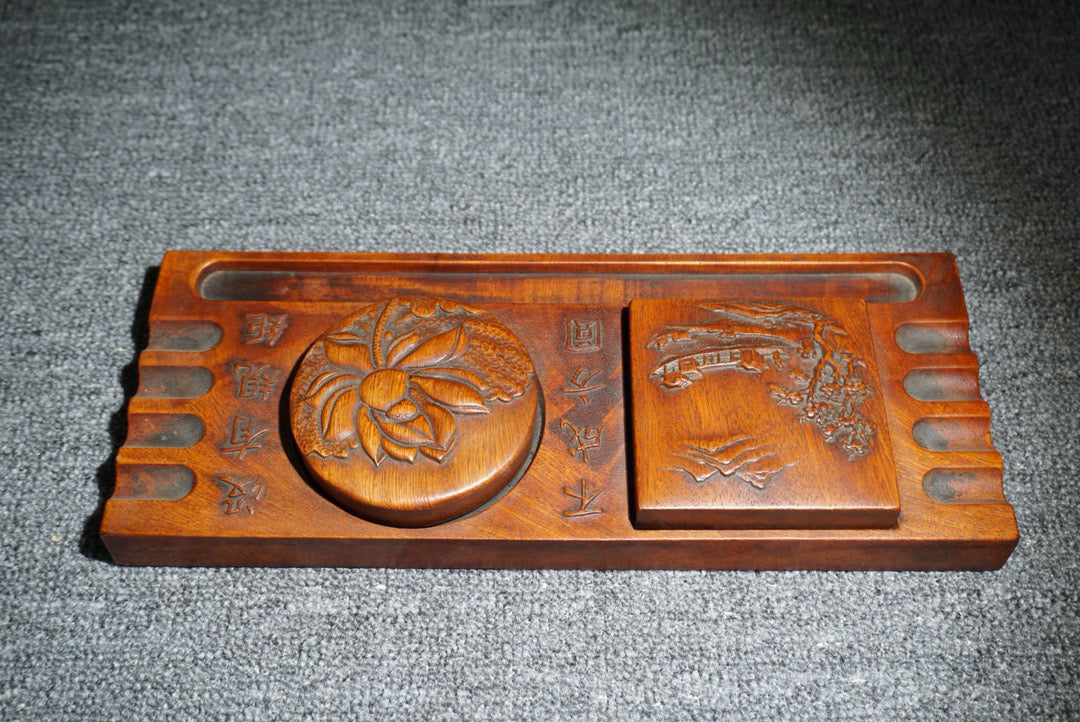 Four Treasures of Chinese Antique Pear Wood Study
