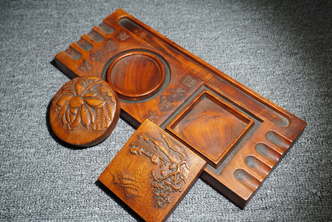 Four Treasures of Chinese Antique Pear Wood Study