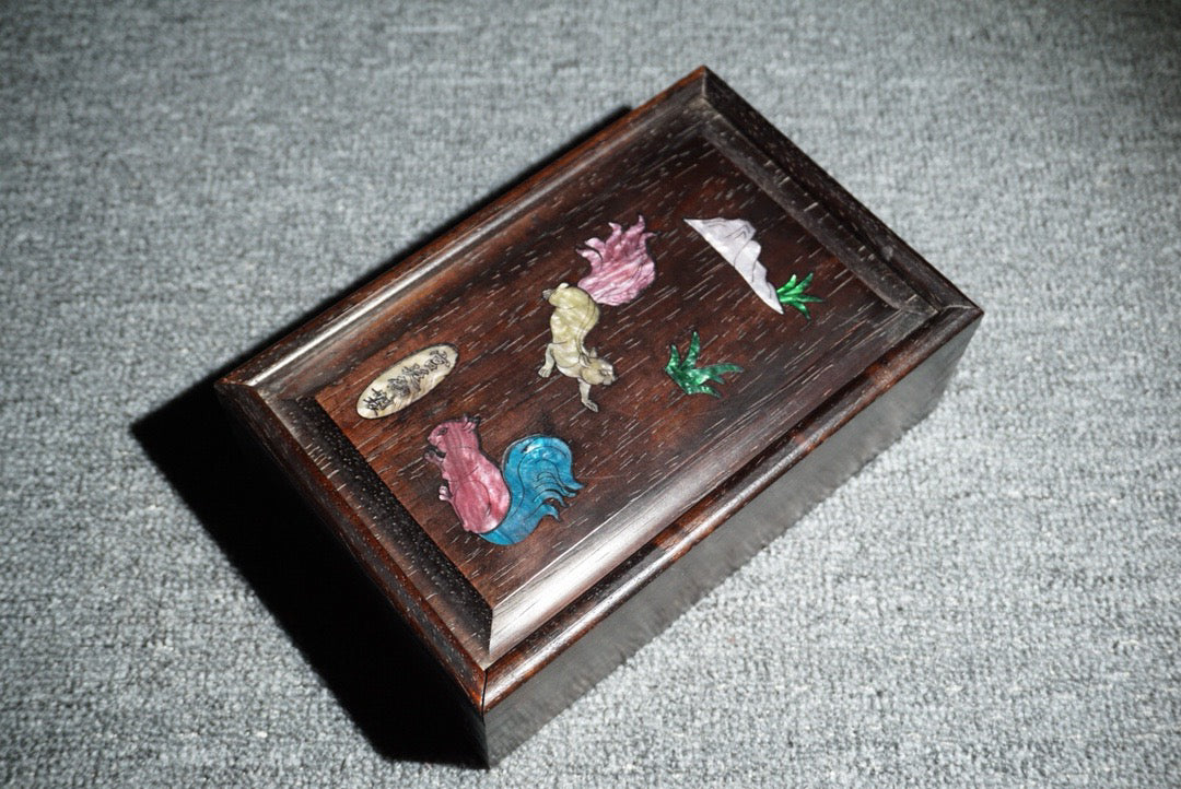 Chinese antique ebony sliding box