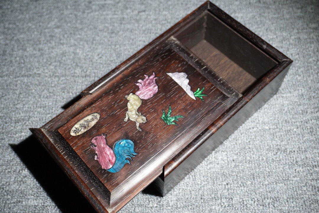 Chinese antique ebony sliding box