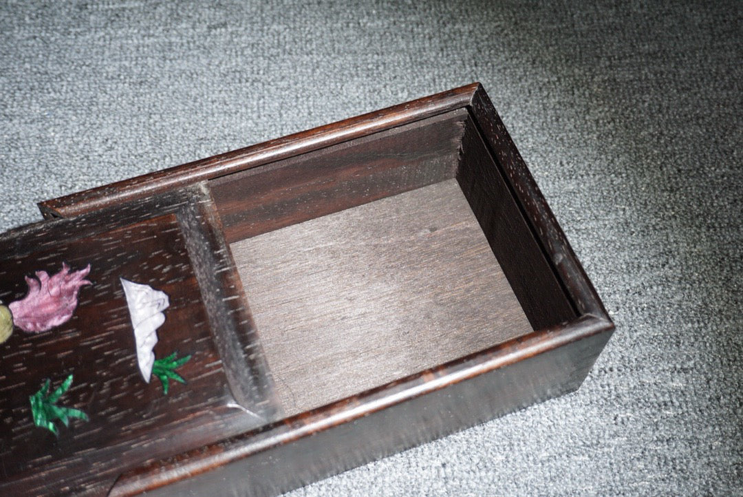 Chinese antique ebony sliding box