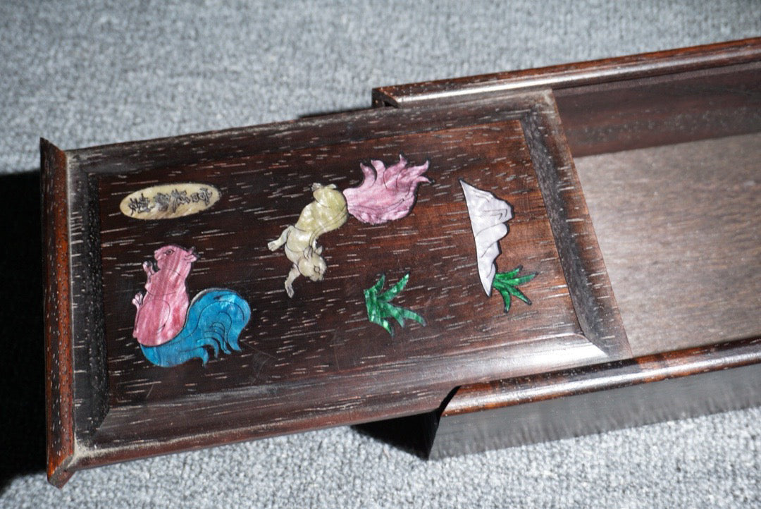 Chinese antique ebony sliding box