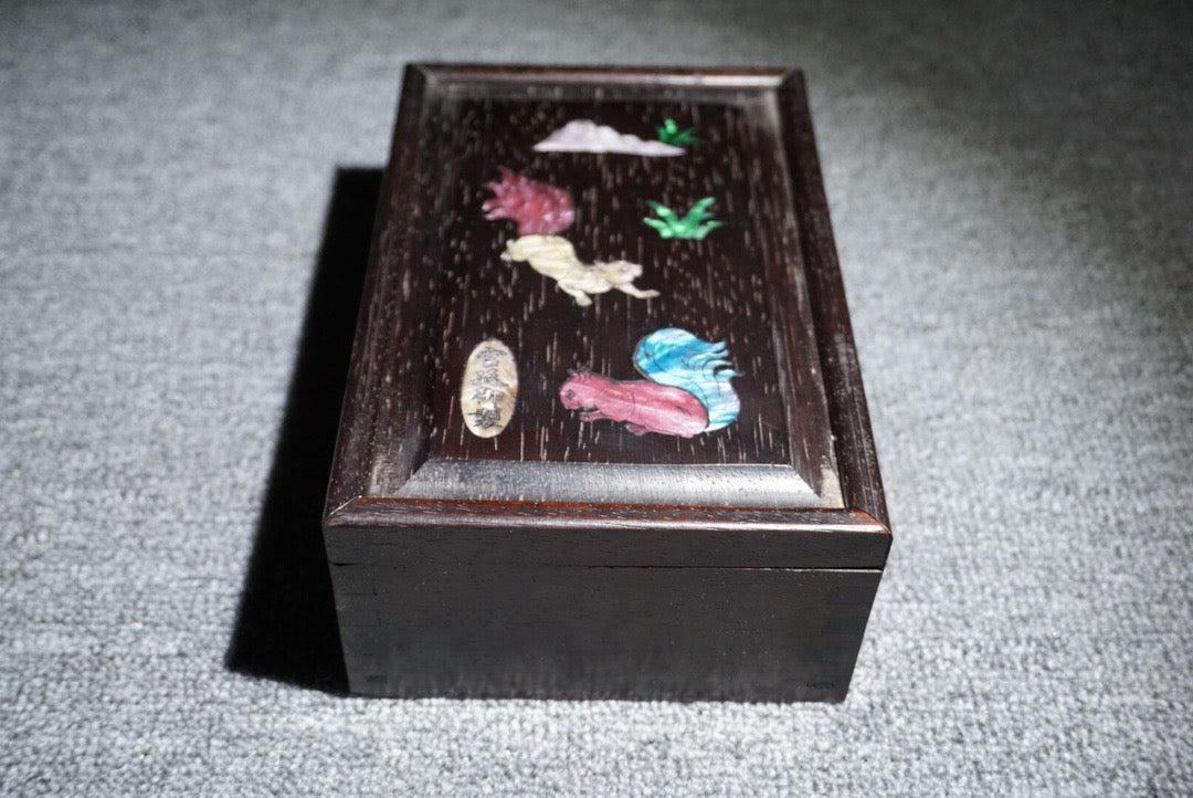Chinese antique ebony sliding box