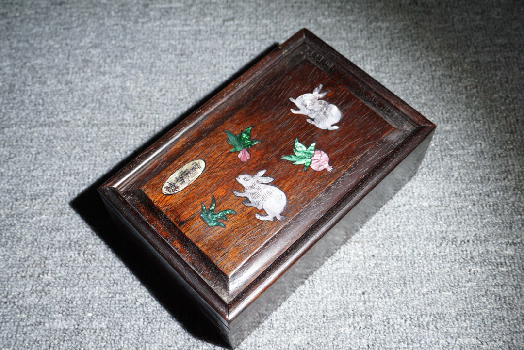 Chinese antique ebony sliding box