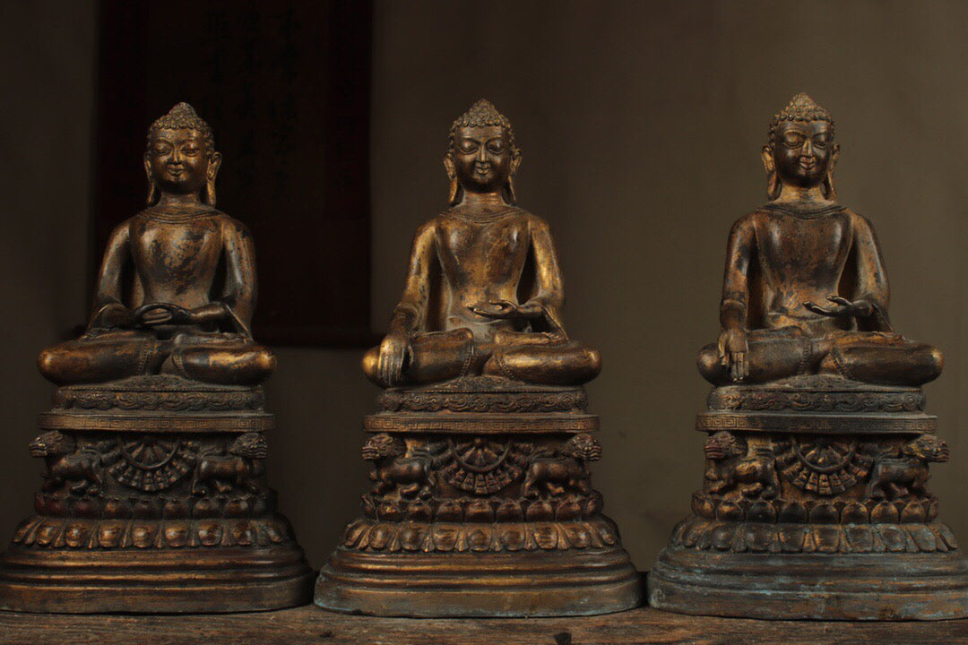 Chinese antique pure copper Three Treasures Buddha