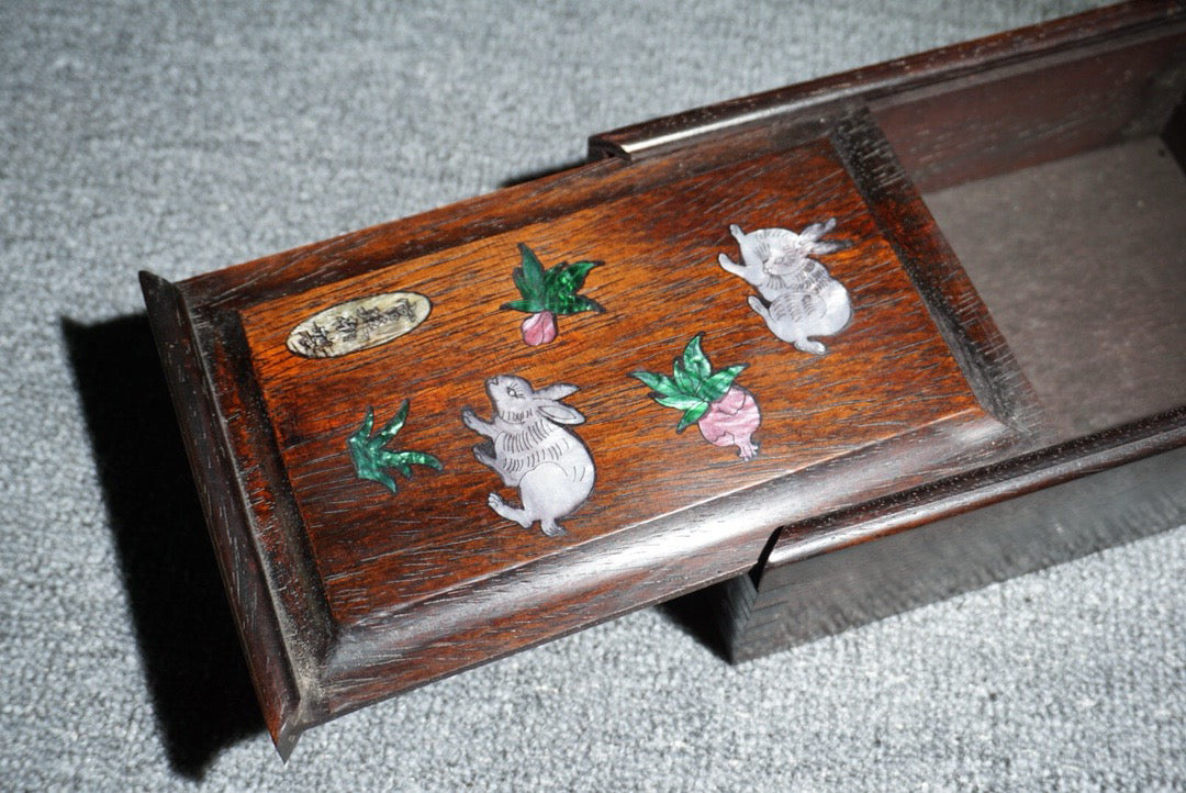 Chinese antique ebony sliding box