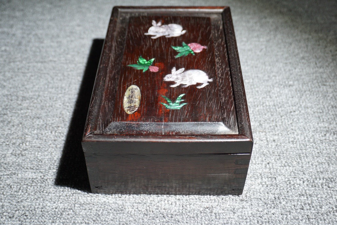 Chinese antique ebony sliding box