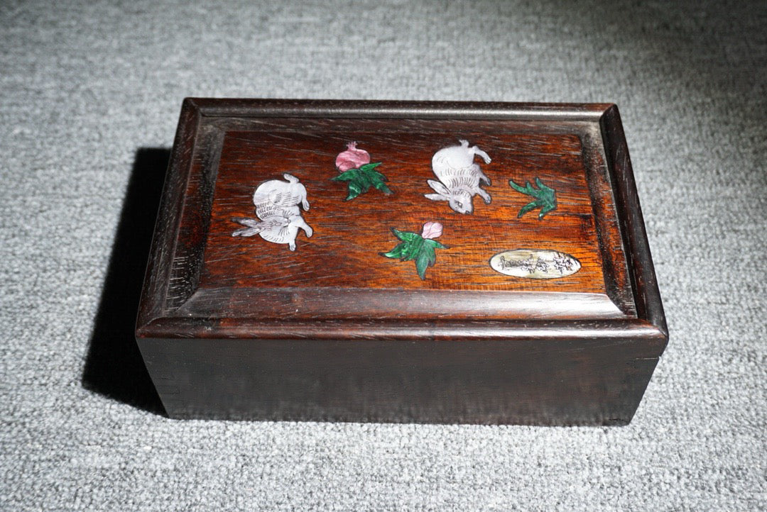 Chinese antique ebony sliding box