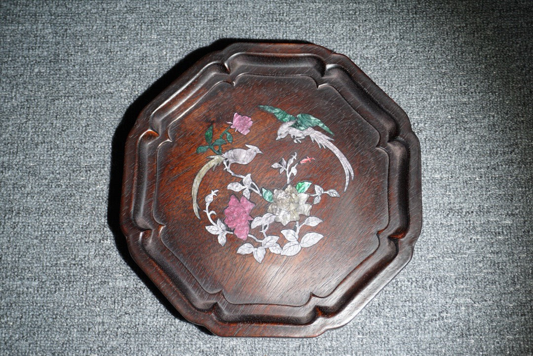 Chinese antique ebony tea plate