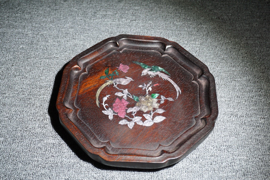 Chinese antique ebony tea plate