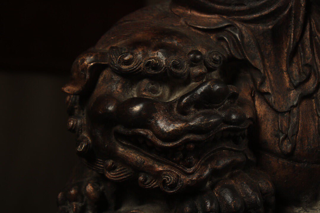 Chinese antique pure copper Manjusri Samantabhadra