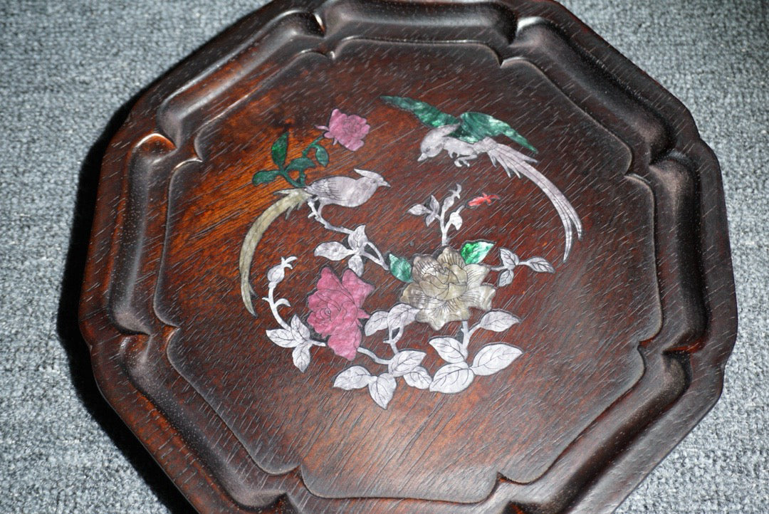 Chinese antique ebony tea plate