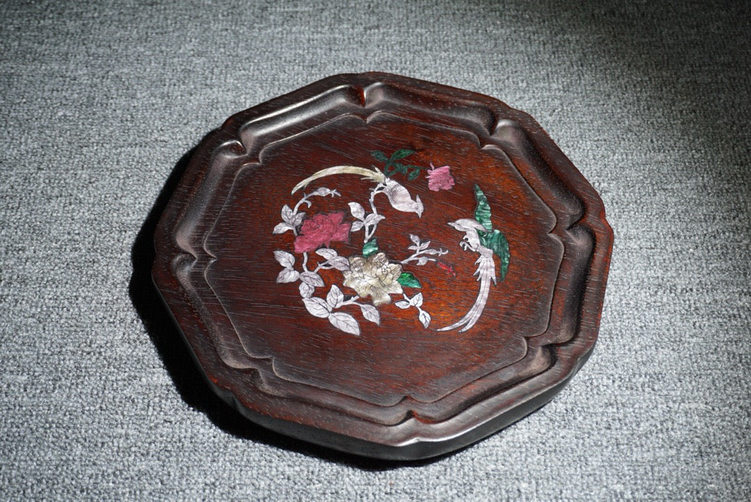 Chinese antique ebony tea plate