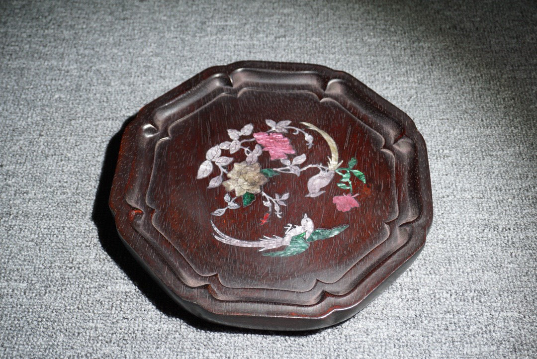 Chinese antique ebony tea plate