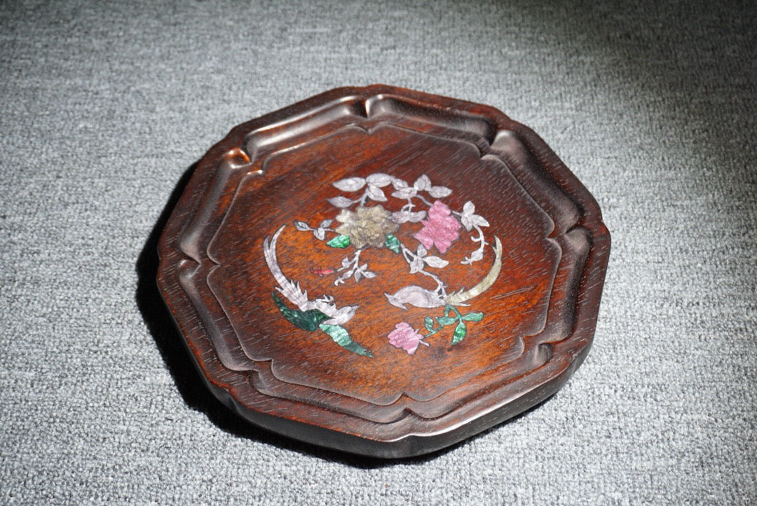 Chinese antique ebony tea plate