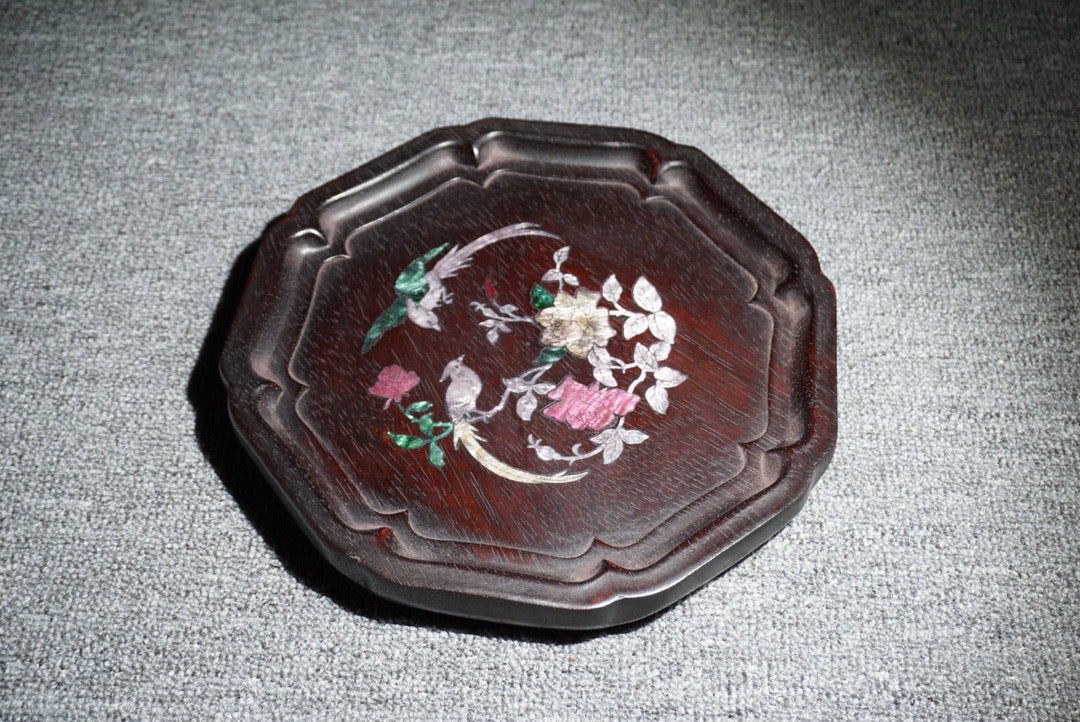 Chinese antique ebony tea plate