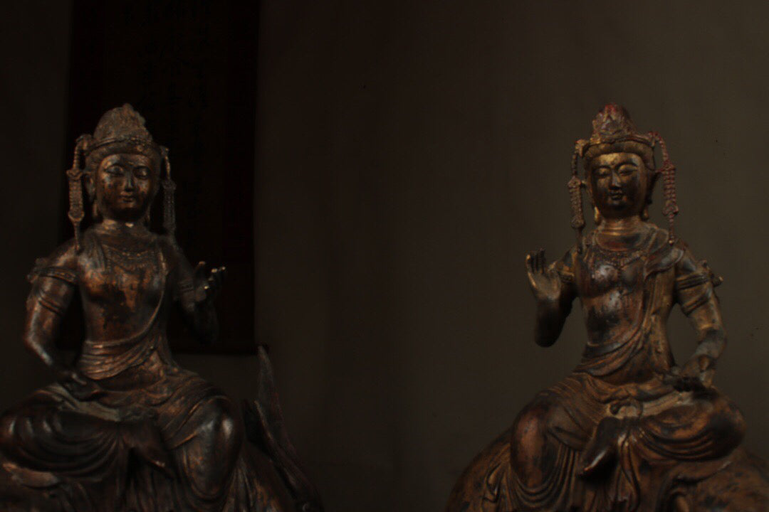 Chinese antique pure copper Manjusri Samantabhadra