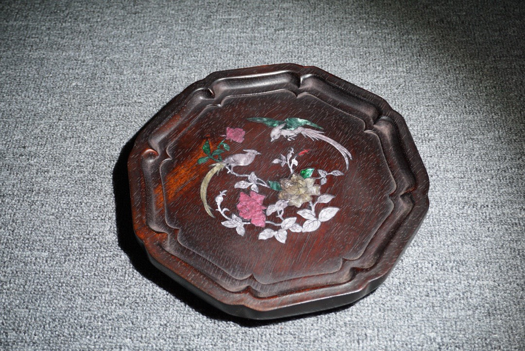 Chinese antique ebony tea plate