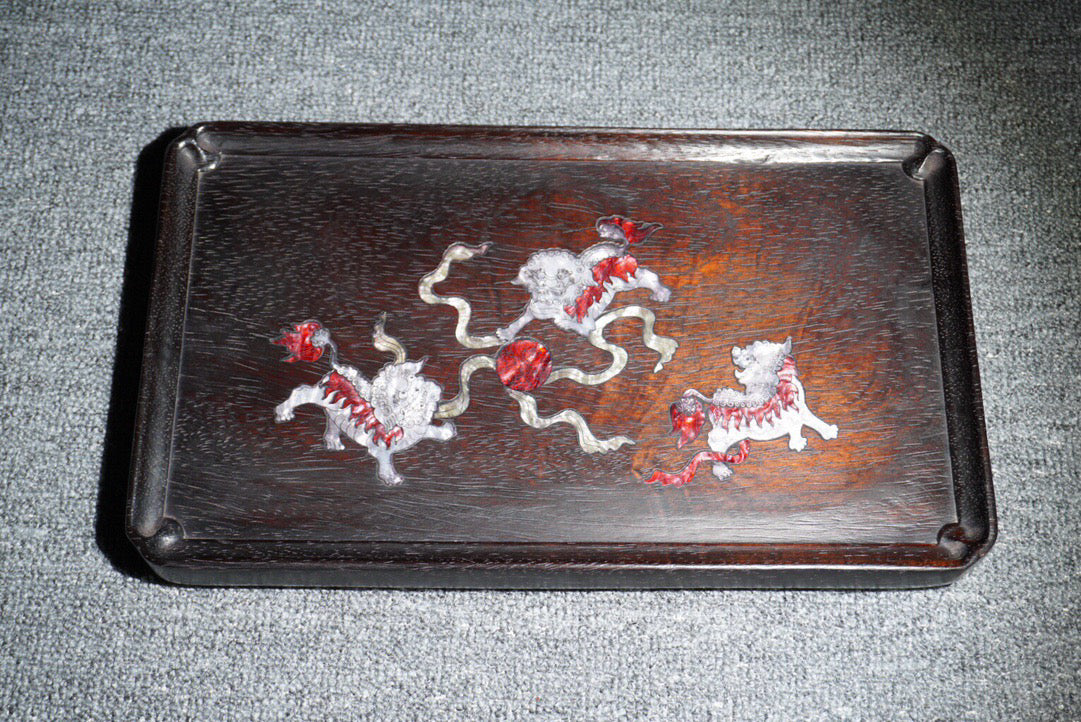 Chinese antique ebony tea plate