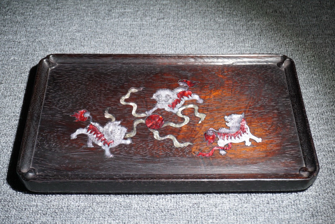 Chinese antique ebony tea plate