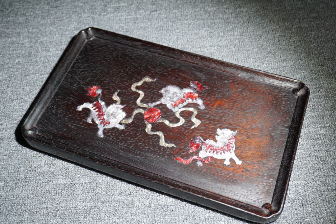 Chinese antique ebony tea plate