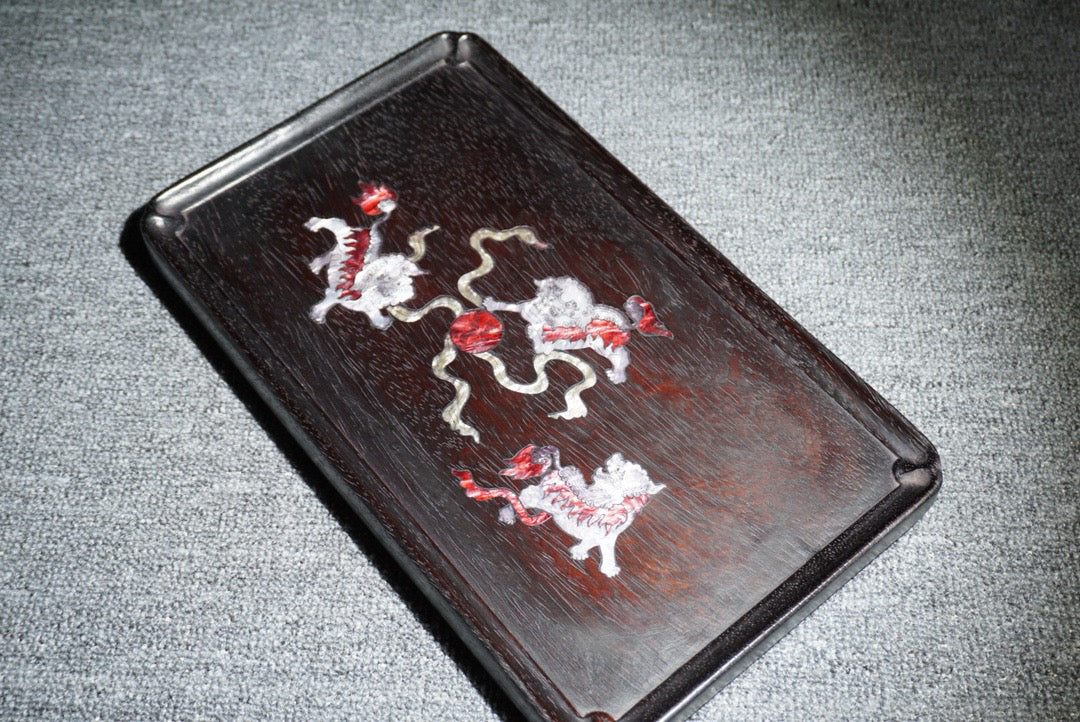Chinese antique ebony tea plate