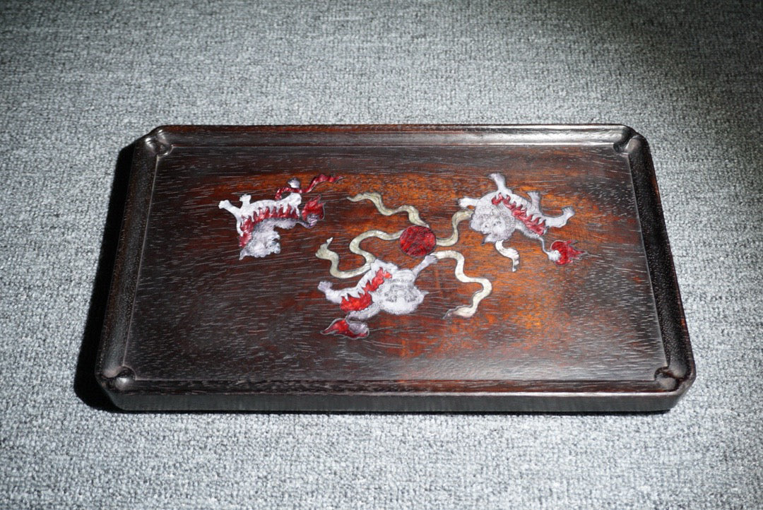 Chinese antique ebony tea plate