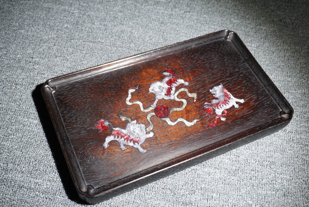 Chinese antique ebony tea plate