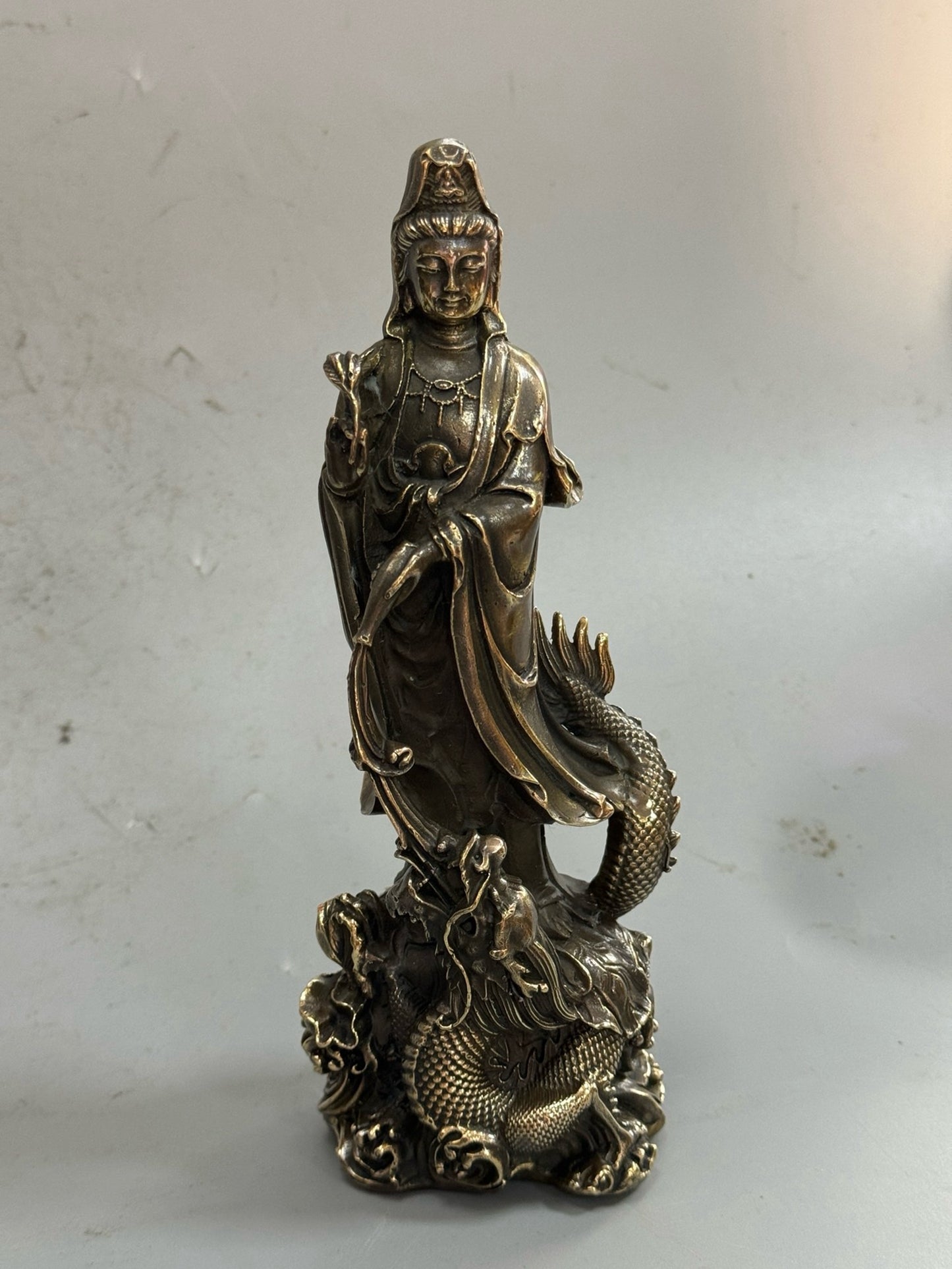 Pure copper antique imperial dragon Guanyin