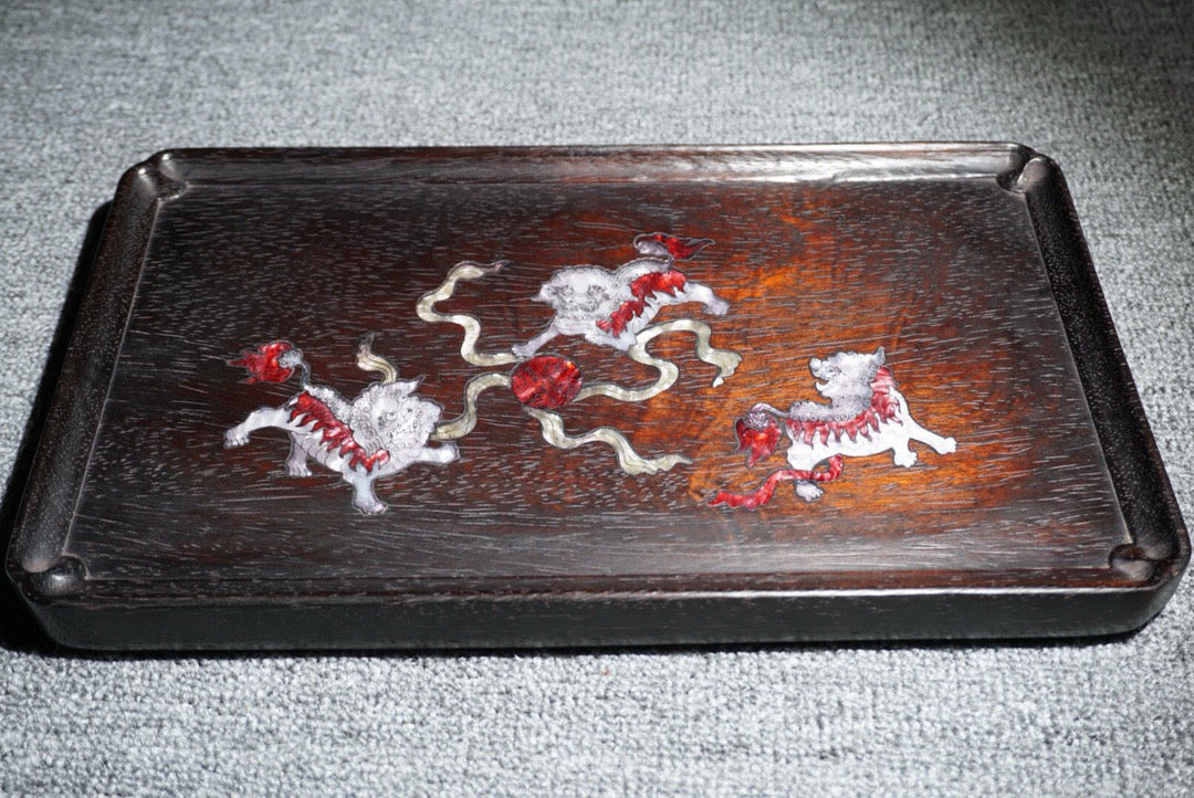 Chinese antique ebony tea plate