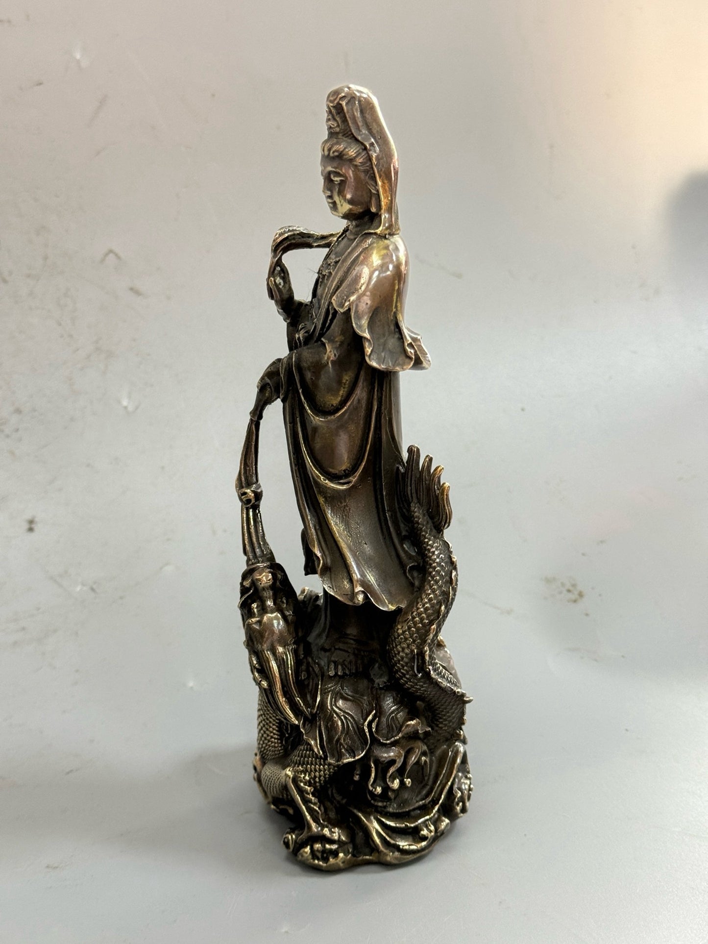 Pure copper antique imperial dragon Guanyin
