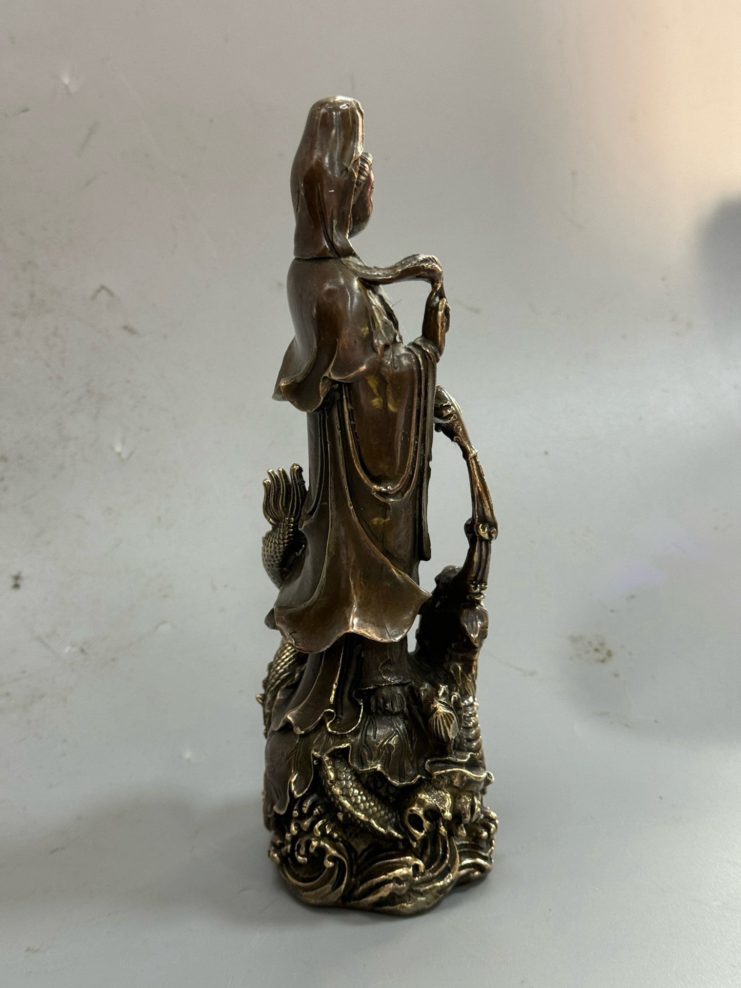 Pure copper antique imperial dragon Guanyin