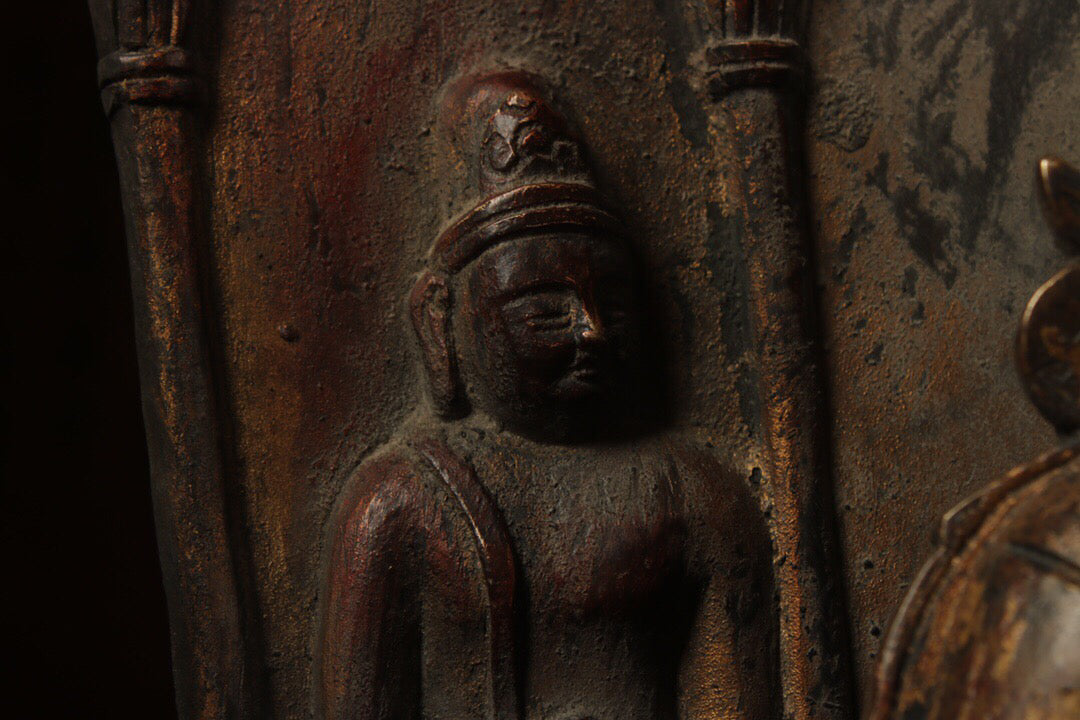 Chinese antique pure copper Guanyin two disciples