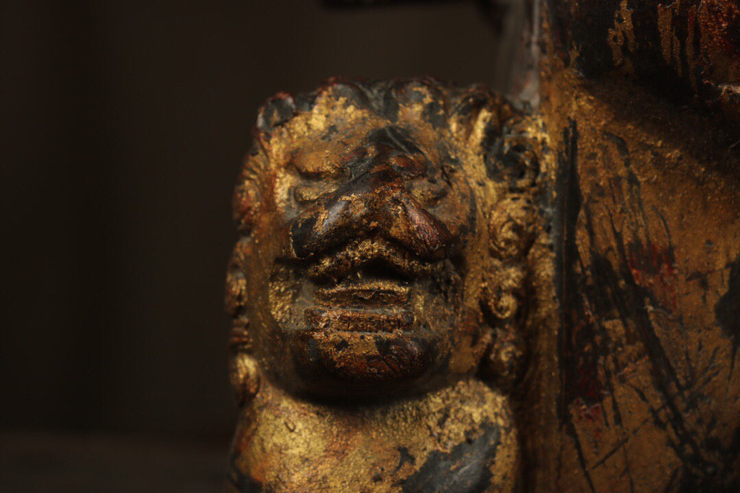 Chinese antique pure copper Guanyin two disciples