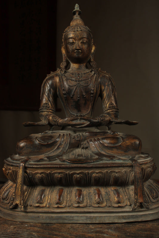 Chinese antique bronze longevity Buddha