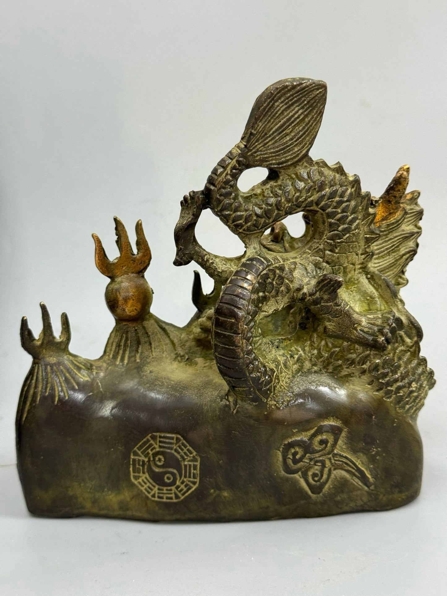 Pure copper antique gilded fire avoiding dragon