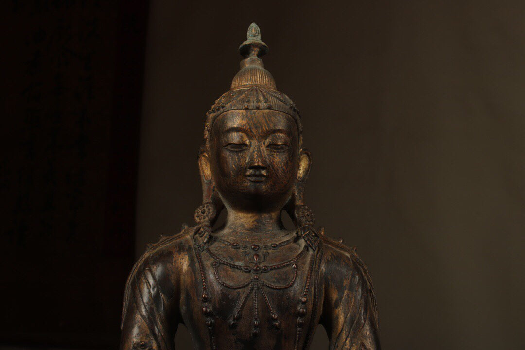 Chinese antique bronze longevity Buddha