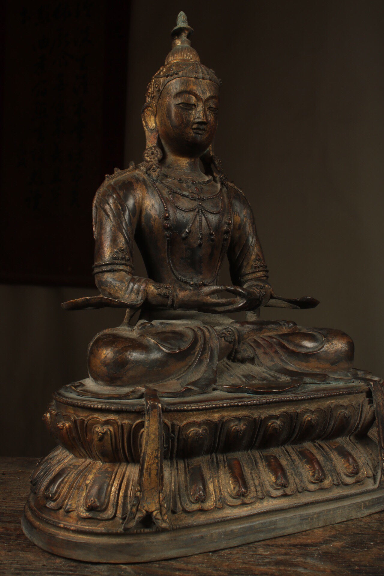 Chinese antique bronze longevity Buddha