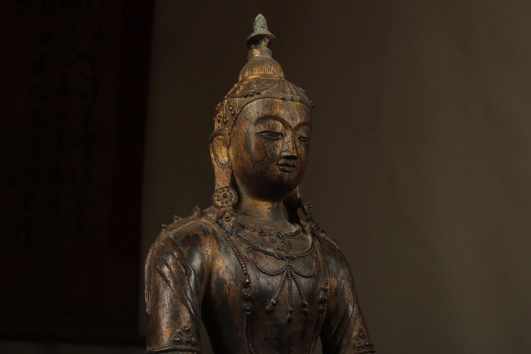 Chinese antique bronze longevity Buddha