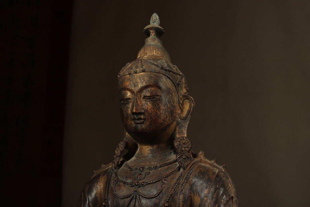Chinese antique bronze longevity Buddha