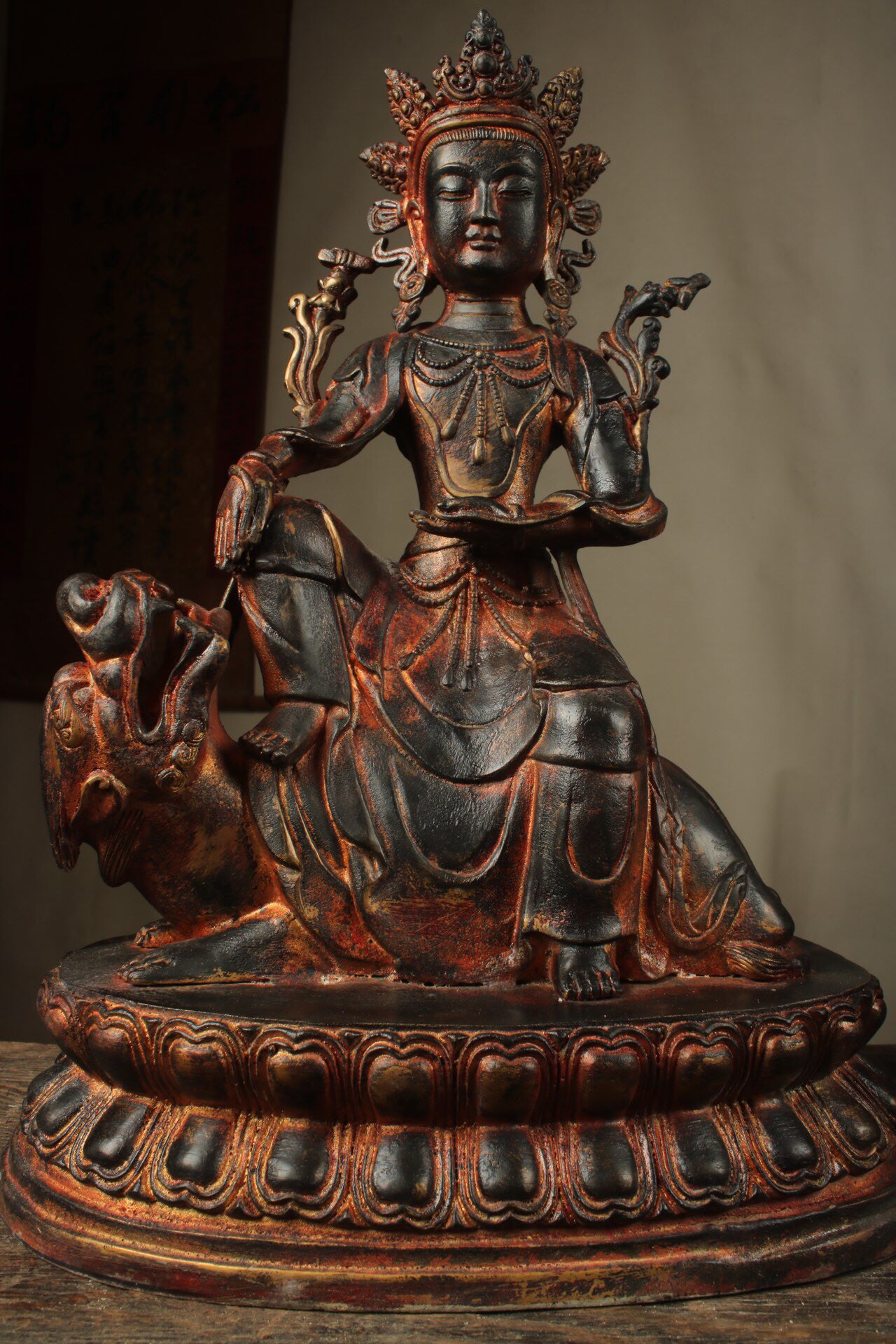 Chinese antique pure copper Manjusri Samantabhadra