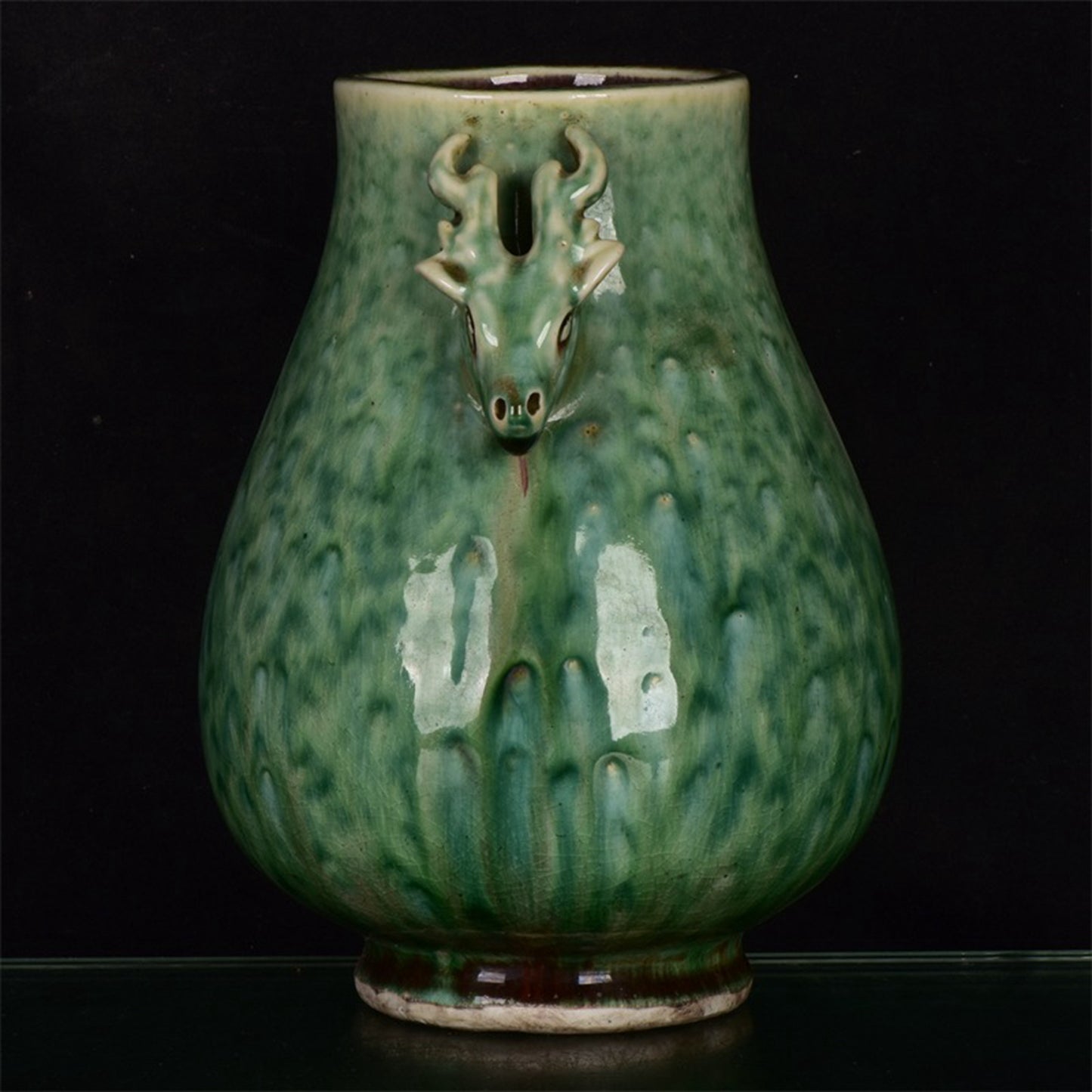 Chinese Antique Beauty Drunken Double Eared Deer Head Zun