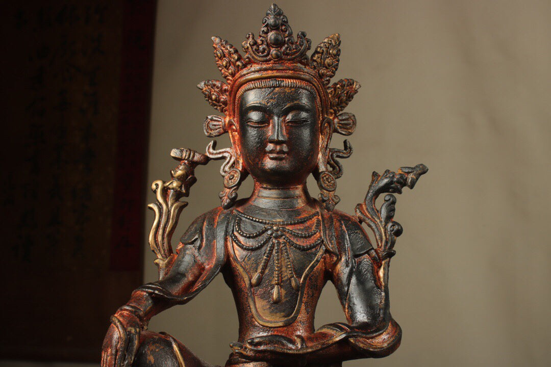 Chinese antique pure copper Manjusri Samantabhadra
