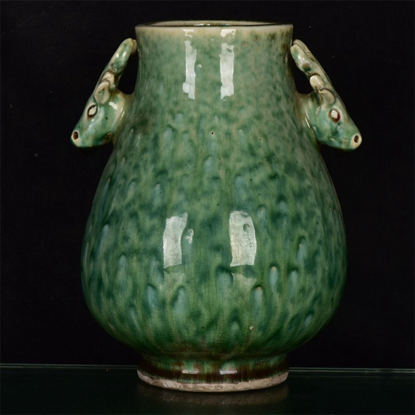 Chinese Antique Beauty Drunken Double Eared Deer Head Zun