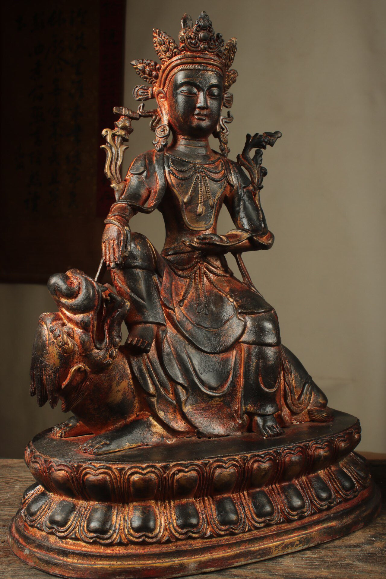 Chinese antique pure copper Manjusri Samantabhadra