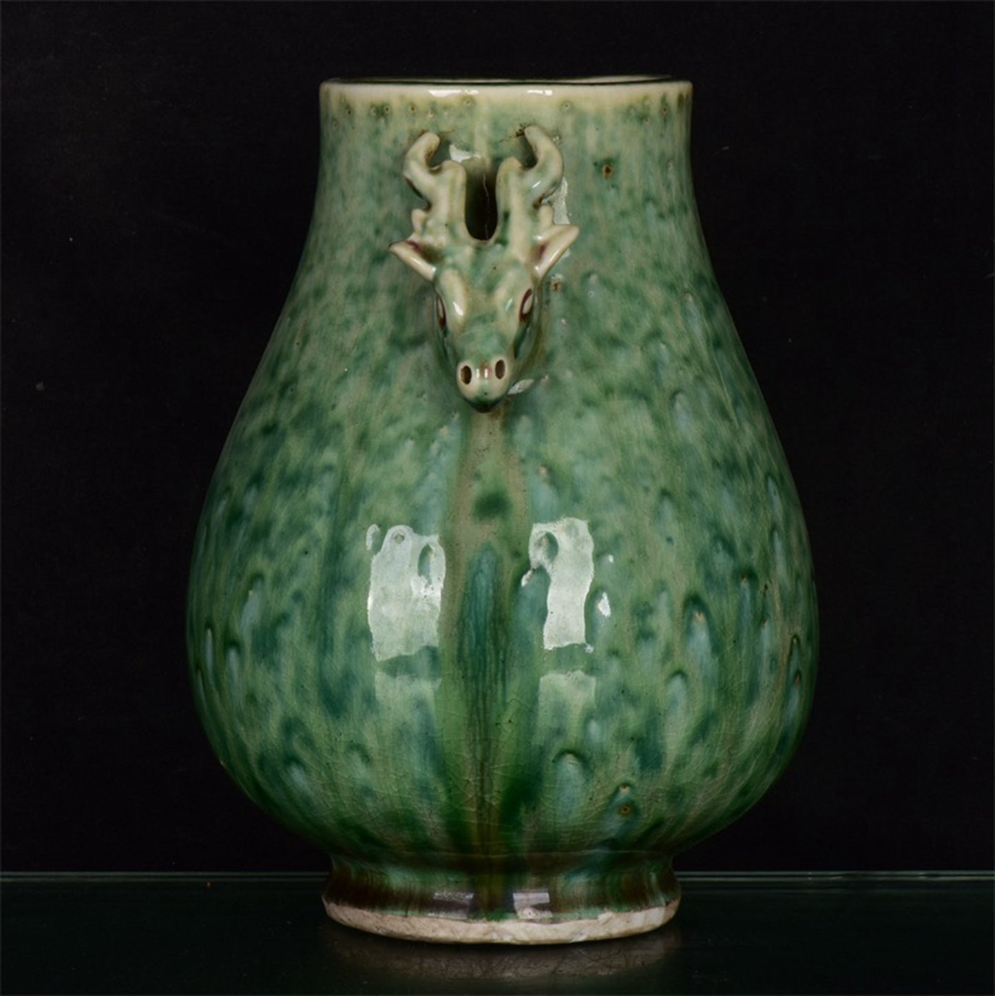 Chinese Antique Beauty Drunken Double Eared Deer Head Zun