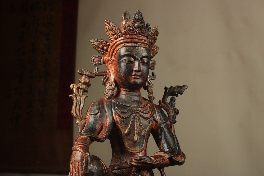 Chinese antique pure copper Manjusri Samantabhadra