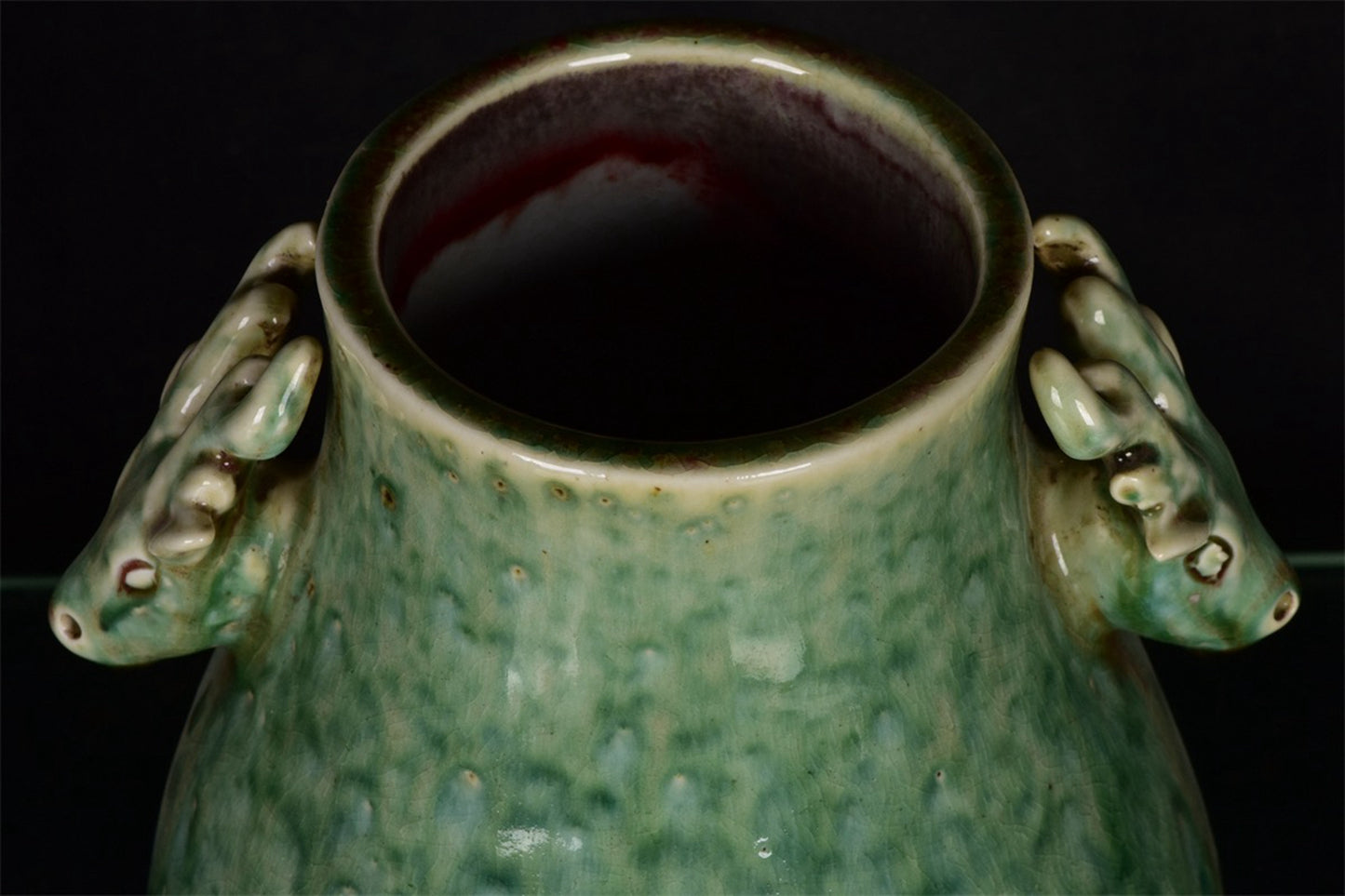 Chinese Antique Beauty Drunken Double Eared Deer Head Zun