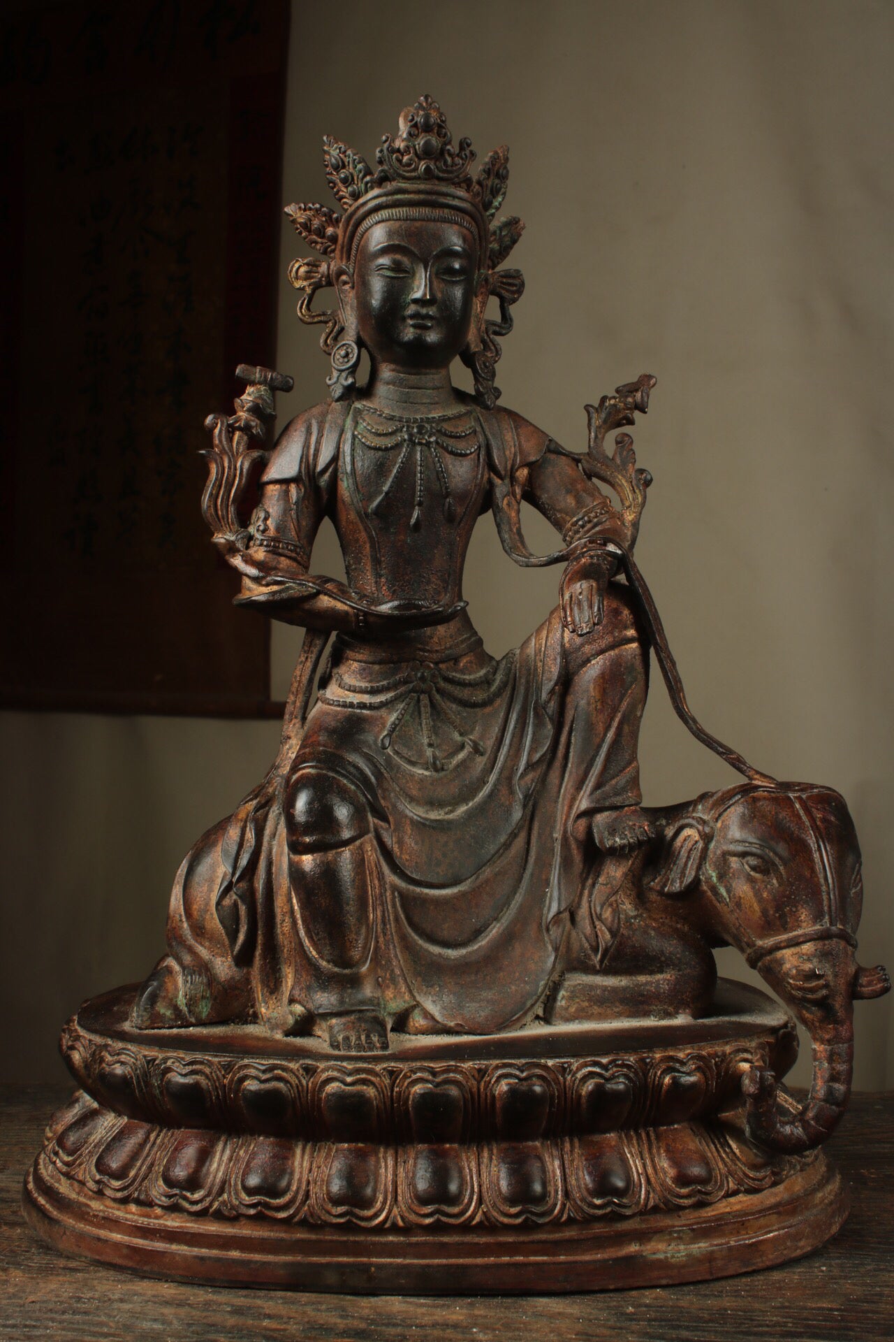 Chinese antique pure copper Manjusri Samantabhadra